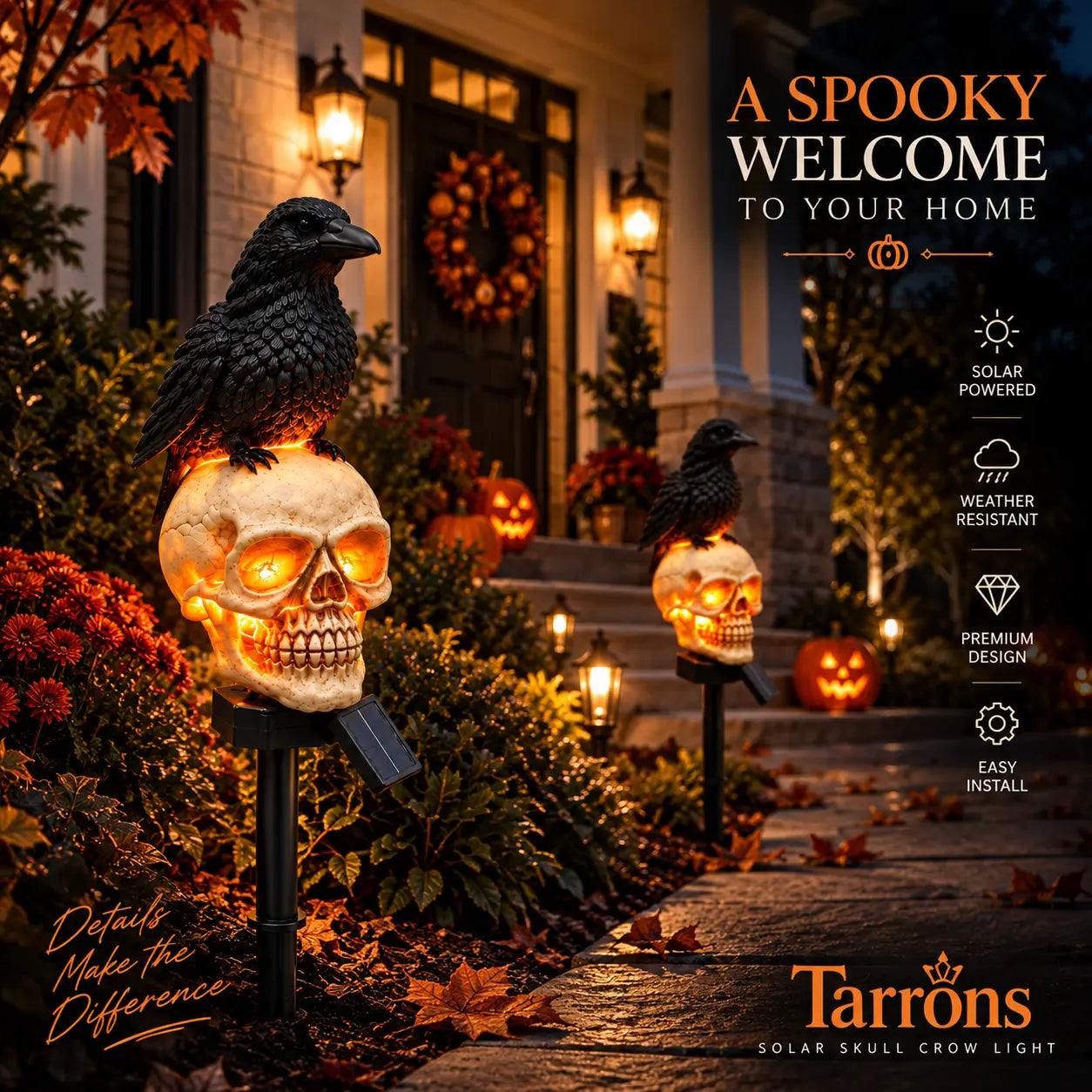 Halloween Crow Skull Solar Light™