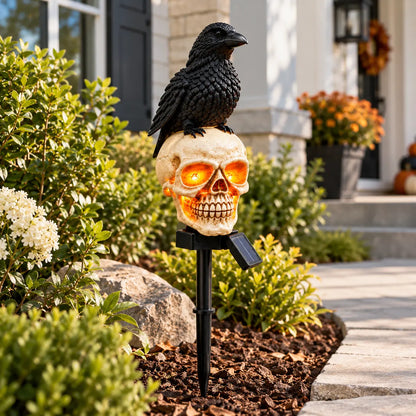 Halloween Crow Skull Solar Light™