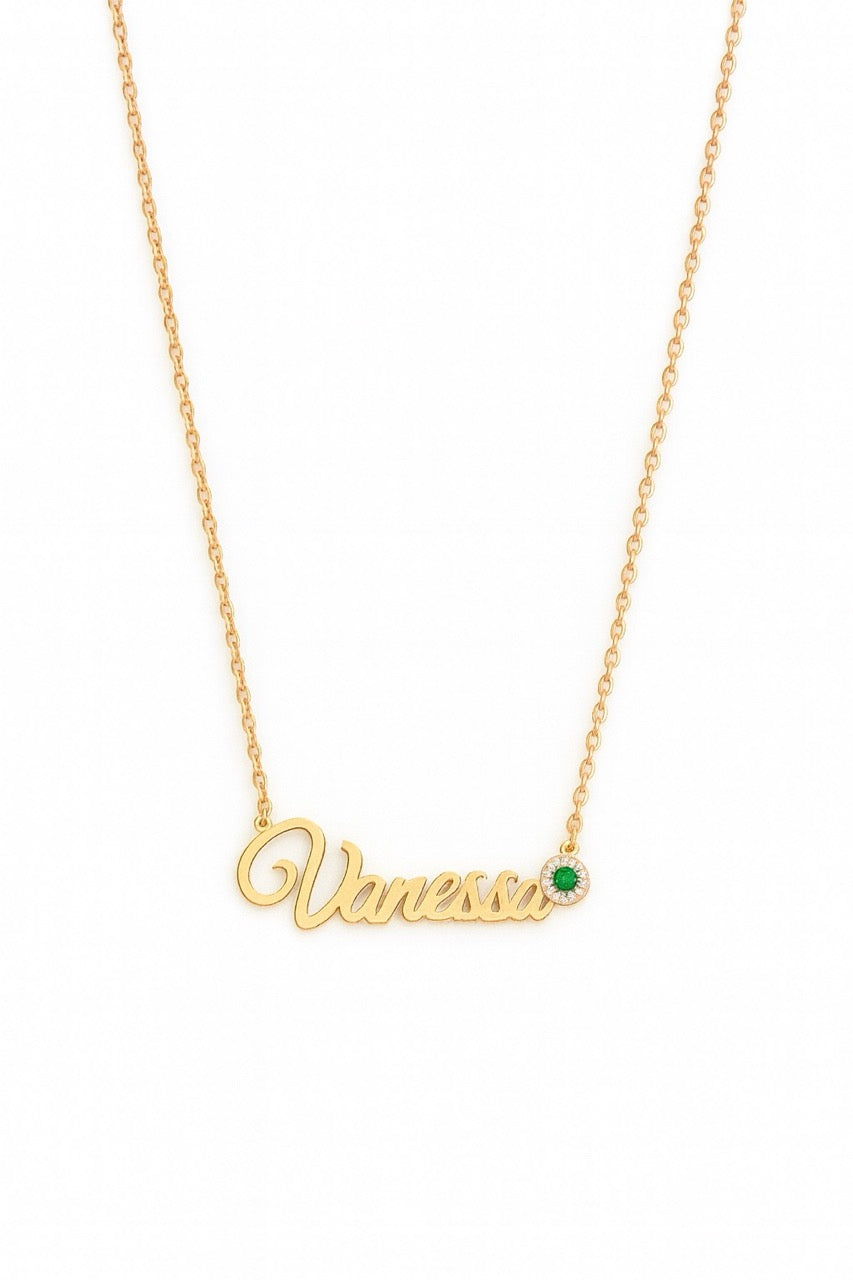 Custom Name Necklace with Birthstone