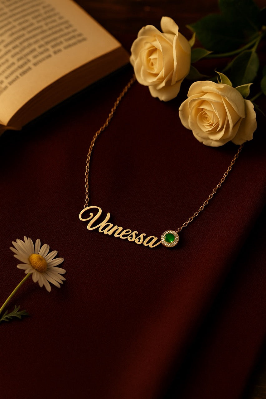 Custom Name Necklace with Birthstone