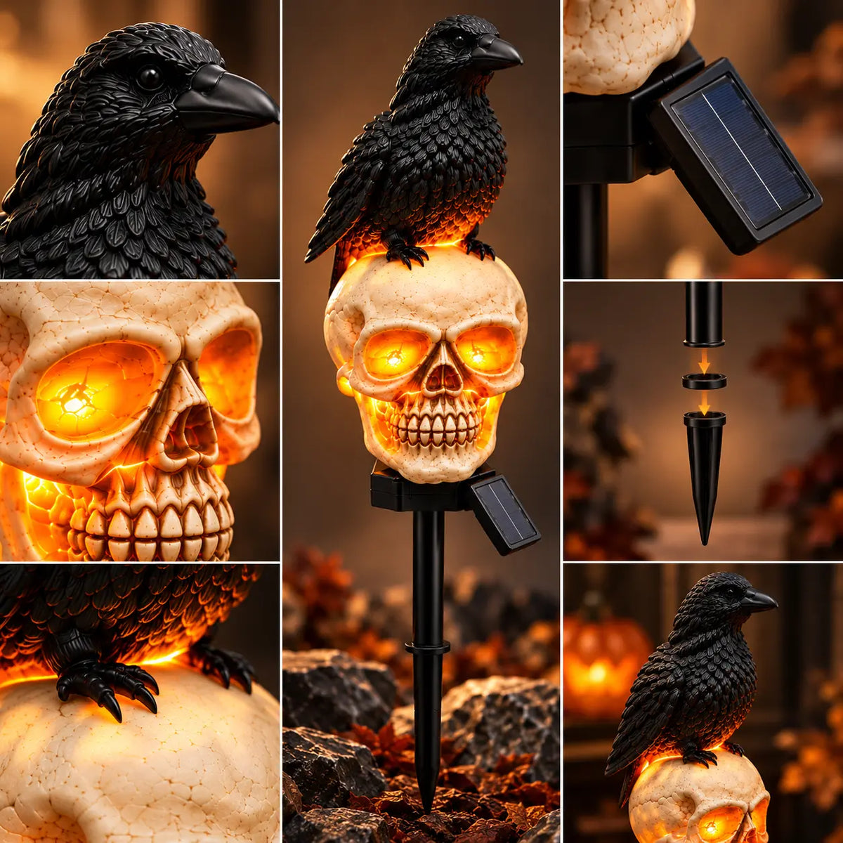 Halloween Crow Skull Solar Light™
