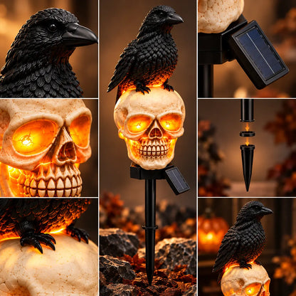 Halloween Crow Skull Solar Light™