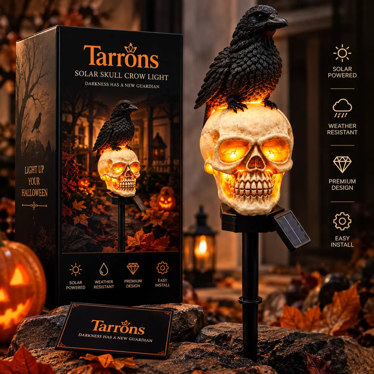 Halloween Crow Skull Solar Light™