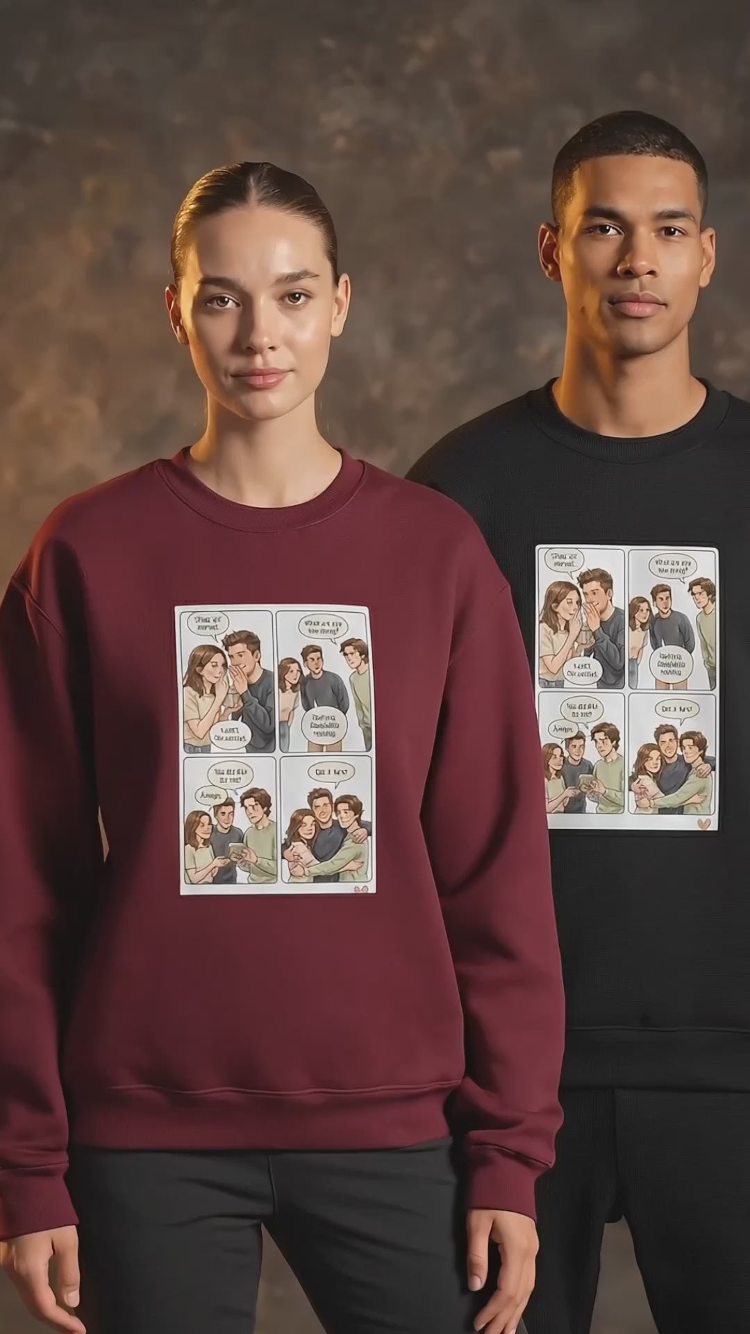 Personalized cartoon story sweatshirt Valentine’s Day gift