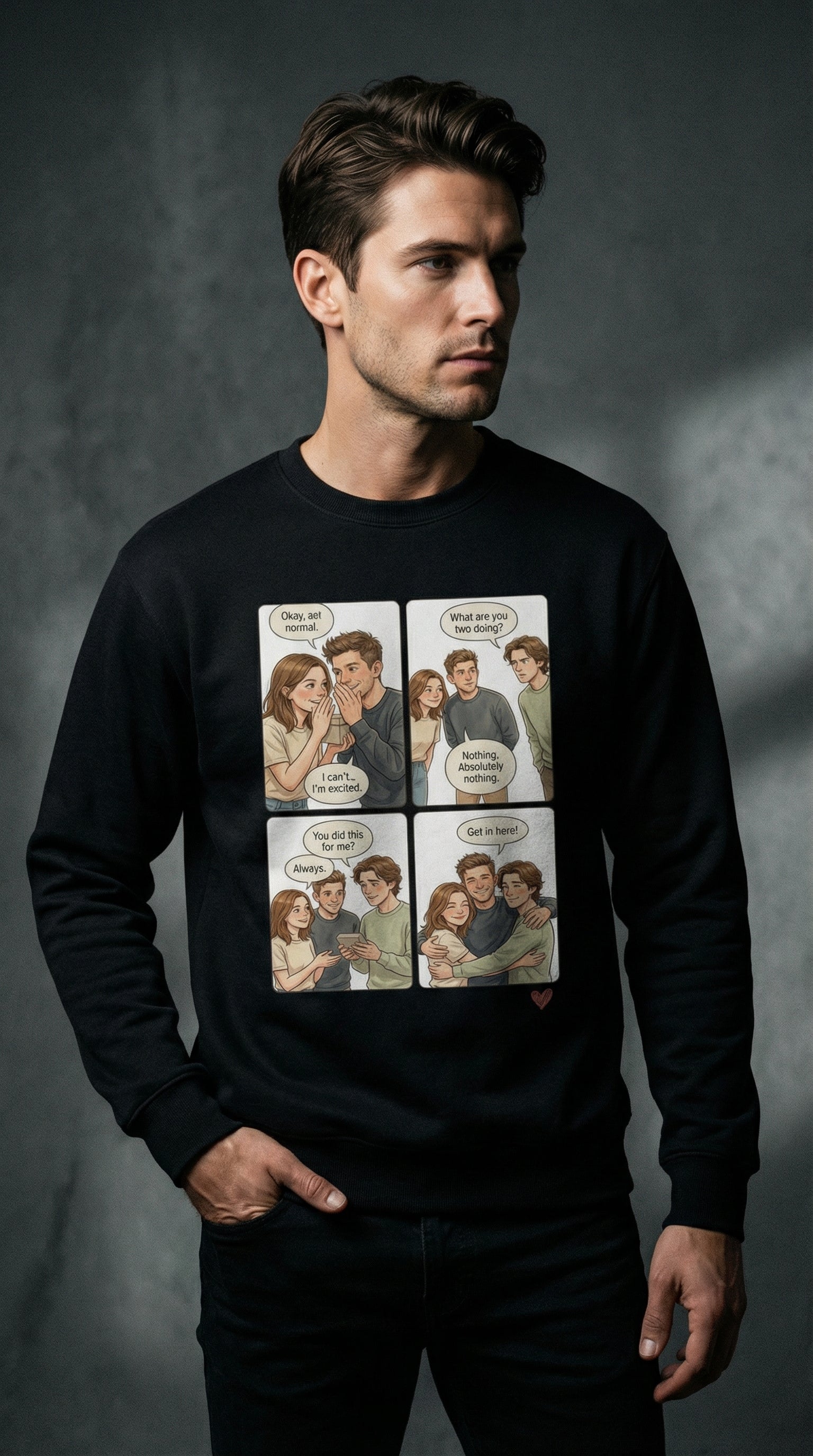 Personalized cartoon story sweatshirt Valentine’s Day gift